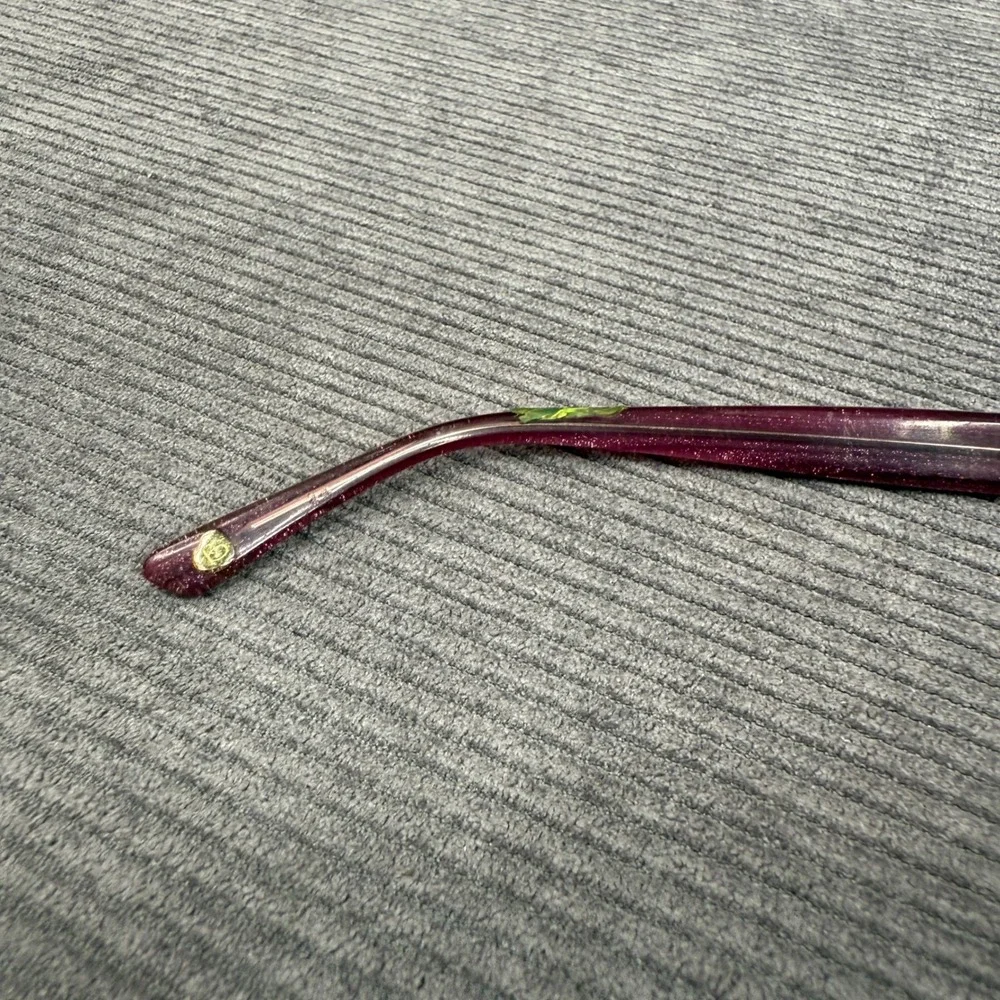 Bebe Burgundy Metal Rectangular Y2K Eyeglasses Purple Crystal Embellished Frames